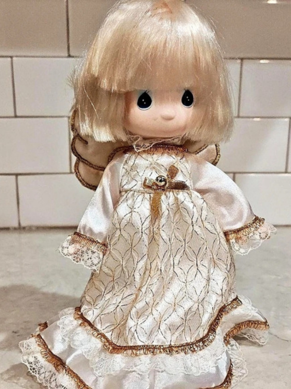 Precious Moments Angel Christmas Tree Topper 9" Blonde Girl Vintage Holiday